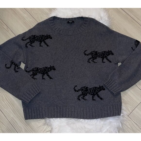 Rails Perci Jungle Cat Cotton Cashmere Ash Gray Crewneck Knit Sweater Womens S - Picture 2 of 6